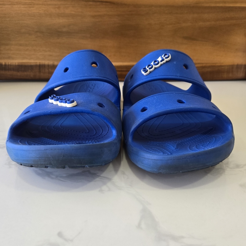 CROCS Unisex Two-strap Slides w/ charms Mens 13 - Picture 3 of 6
